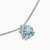 Cable Wrap Necklace Sterling Silver with Blue Topaz and Diamonds, 12.5mm