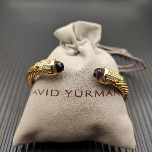 7mm Cable Bracelet with Amethyst & Diamond Accents