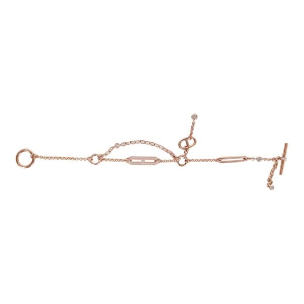 Hermes 18k Rose Gold Diamond Chaine d'Ancre Chaos XS Bracelet