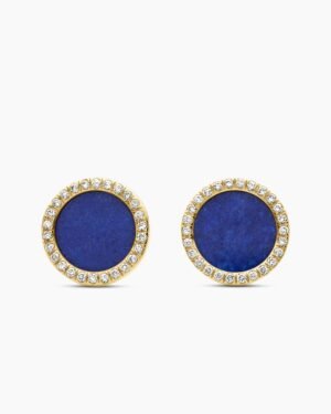 Petite DY Elements&reg; Stud Earrings 18K Yellow Gold with Lapis and Diamonds, 14mm