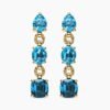 Marbella Drop Earrings 18K Yellow Gold with Blue Topaz and Hampton Blue Topaz, 51mm