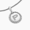 Initial Charm Necklace Sterling Silver with Diamond P