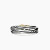 Petite X Ring Sterling Silver with 18K Yellow Gold - 6
