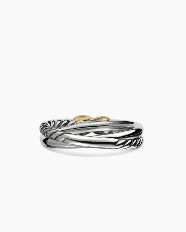 Petite X Ring Sterling Silver with 18K Yellow Gold - 6