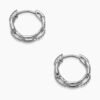 Stax Chain Link Huggie Hoop Earrings 18K White Gold with Diamonds, 24mm