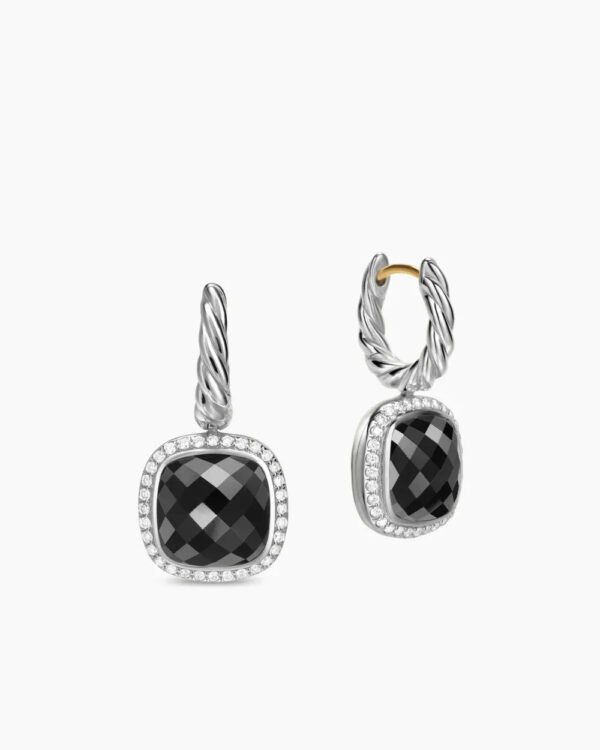 Albion&reg; Drop Earrings Sterling Silver with Black Onyx and Diamonds