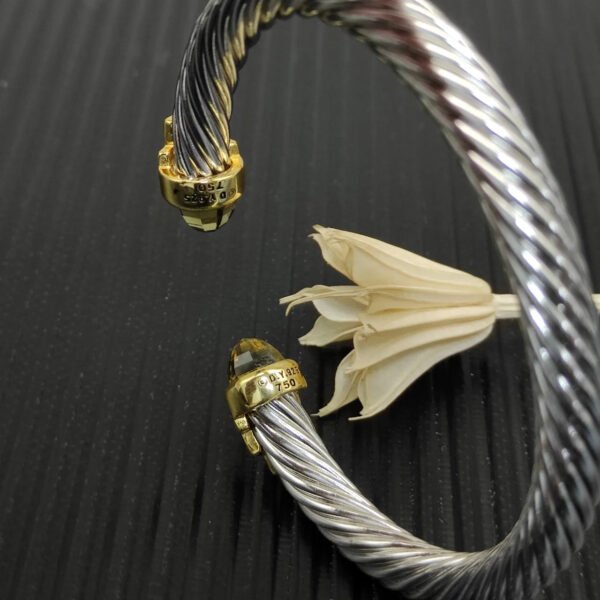 7mm Cable Bracelet with Brown & Diamond Accents ??Gold Cap