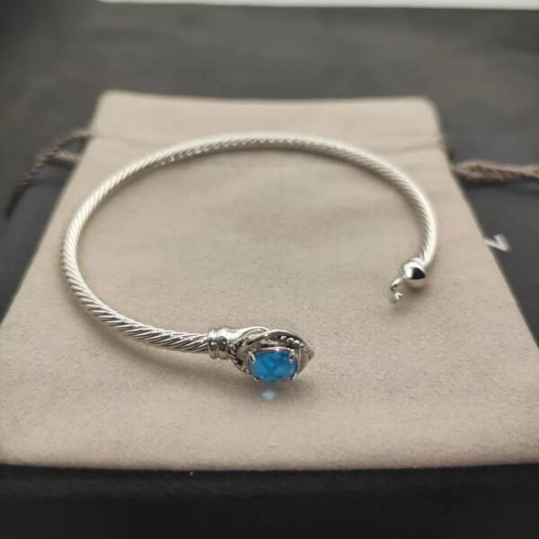 9480839D-AAFB-CDD7-4B4F-B22516B2A11C.jpg Cable Classics Bracelet,Blue Topaz and Bead Detail, Sterling Silver, 3mm - 17 CM