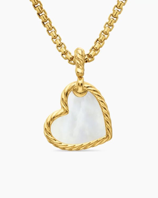DY Elements&reg; Heart Amulet 18K Yellow Gold with Mother of Pearl and Diamonds