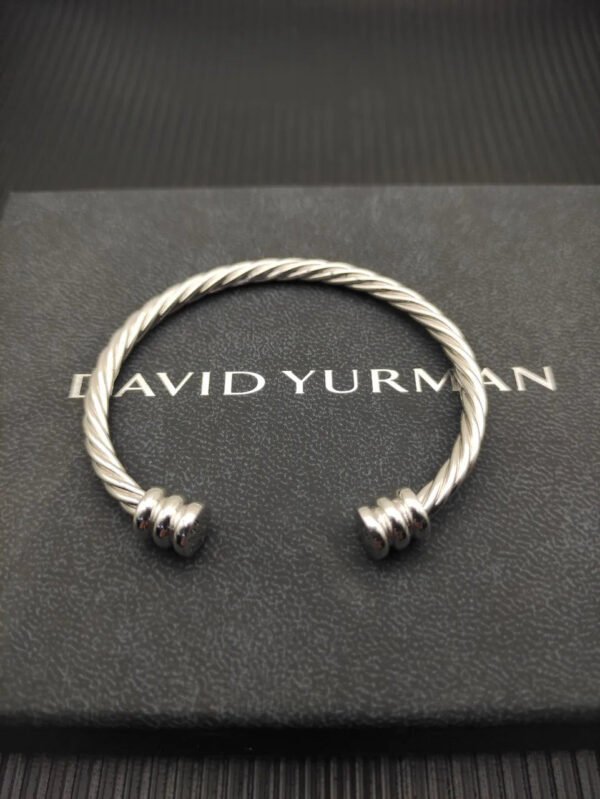 4mm Cable Classic Bracelet with Triple-Bar End Caps ??Sterling Style
