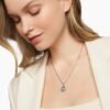 Initial Charm Necklace Sterling Silver with Diamond P