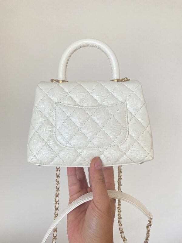 Chanel Mini Flap Bag Top Handle White For Women 7.5in/19cm
