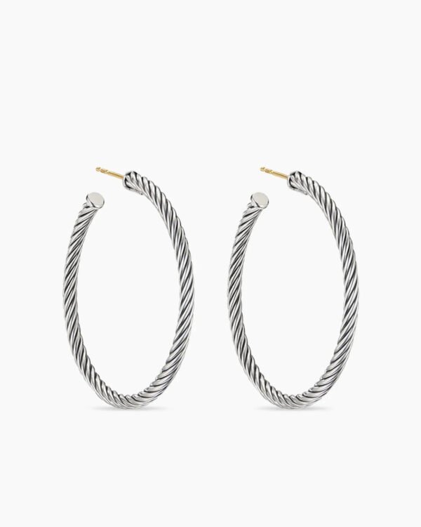 979E5A13-D8DA-A268-A541-1B05E771D56D.jpg Cable Hoop Earrings Sterling Silver, 1.5in