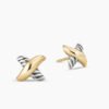 97AA2551-F53D-97F6-7B81-A08B5B720FC4.jpg Petite X Stud Earrings Sterling Silver with 18K Yellow Gold, 7.5mm