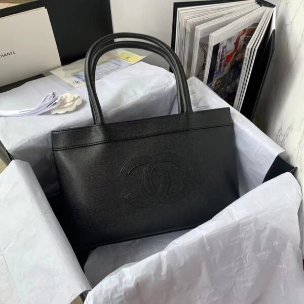 Chanel Vintage CC Open Tote Caviar East West Black For Women, Women&rsquo;s Bags 14.5in/36.9cm