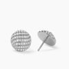 Sculpted Cable Stud Earrings Sterling Silver with Diamonds,14mm