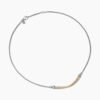Crossover Bar Necklace Sterling Silver with 18K Yellow Gold