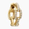 Stax Chain Link Huggie Hoop Earrings 18K Yellow Gold with Diamonds, 12.5mm