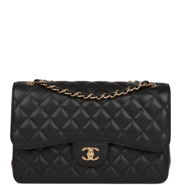 Jumbo Classic Double Flap Bag Black Caviar Gold Hardware