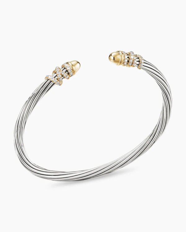 9A21DF8E-05EA-9657-C23F-26DF4D04CFEC.jpg Helena Bracelet Sterling Silver with 18K Yellow Gold Domes and Diamonds, 4mm