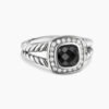 Petite Albion Ring Sterling Silver with Black Onyx and Diamonds, 7mm