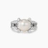 Cable Collectibles Pearl Ring Sterling Silver with Pearl and Diamonds, 11mm
