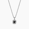 Petite Albion Pendant Necklace Sterling Silver with Black Onyx and Diamonds, 7mm