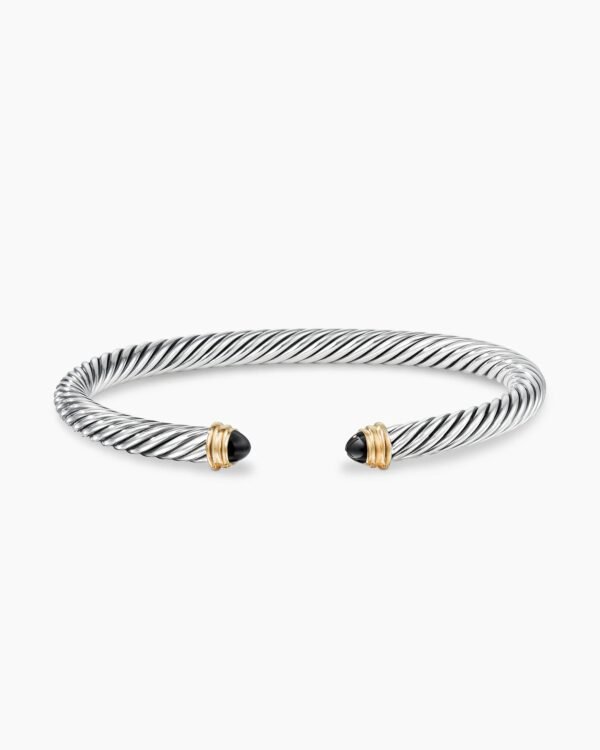 9AF1BDB1-7660-FDDA-81FE-541EB5262C21_df81e43a-7b03-4183-b943-92bc001ba76c.jpg Classic Cable Bracelet Sterling Silver with 14K Yellow Gold and Black Onyx, 5mm