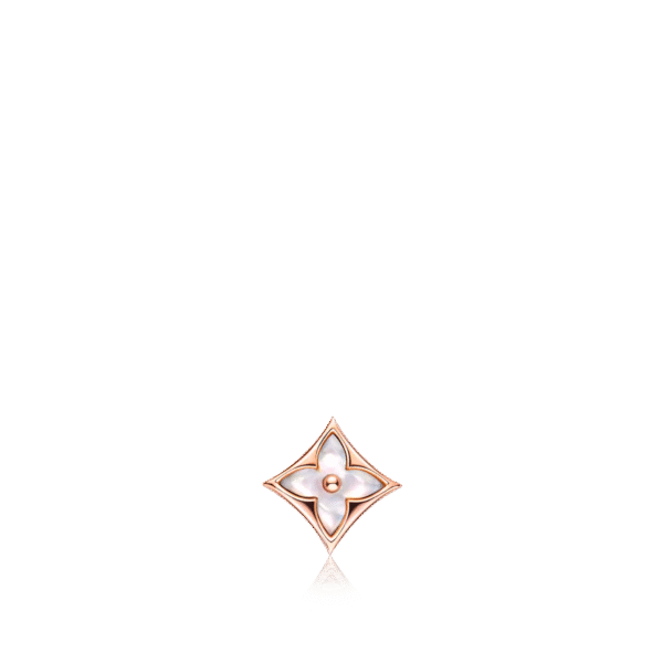 Color Blossom Star Ear Stud, Pink Gold And White Mother-Of-Pearl - Per Unit