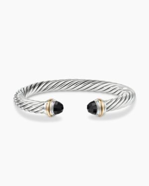 9BB4EE92-815F-465D-A142-577579C07E79.jpg Classic Cable Bracelet Sterling Silver with 14K Yellow Gold and Black Onyx, 7mm