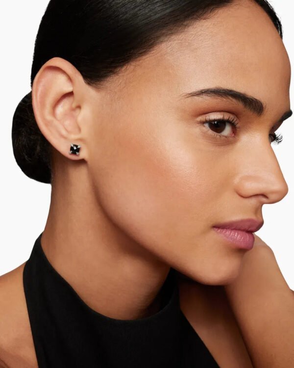 Petite Chatelaine&reg; Stud Earrings Sterling Silver with Black Onyx and Diamonds