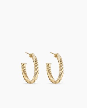 Cablespira&reg; Hoop Earrings 18K Yellow Gold, 3/4in