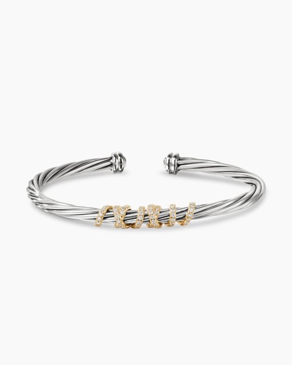 Helena Center Station Bracelet Sterling Silver with 18K Yellow Gold and Diamonds, 4mm