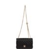Medium Camellia Crush Flap Bag Black Lambskin Antique Gold Hardware