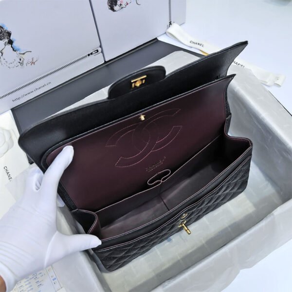 Chanel Large Classic Handbag Grained Calfskin & Gold-Tone Metal A58600