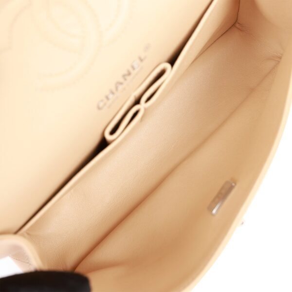 Small Classic Double Flap Beige Lambskin Silver Hardware