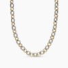Oval Link Chain Necklace Sterling Silver with 18K Yellow Gold, 16mm