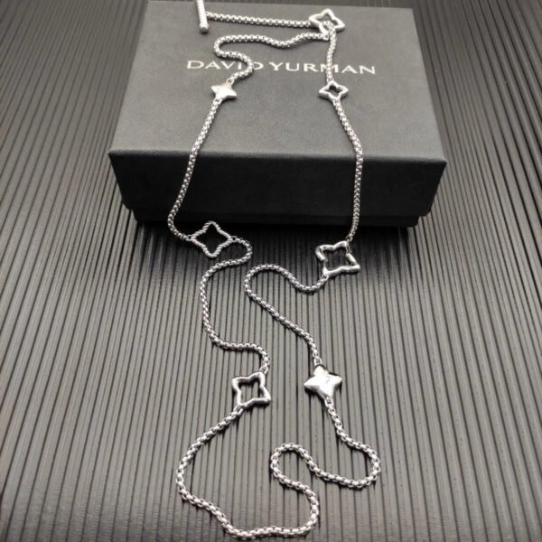 David Yurman Sterling Silver Quatrefoil Chain Necklace