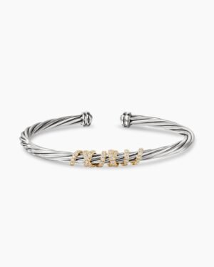Helena Center Station Bracelet Sterling Silver with 18K Yellow Gold and Diamonds, 4mm