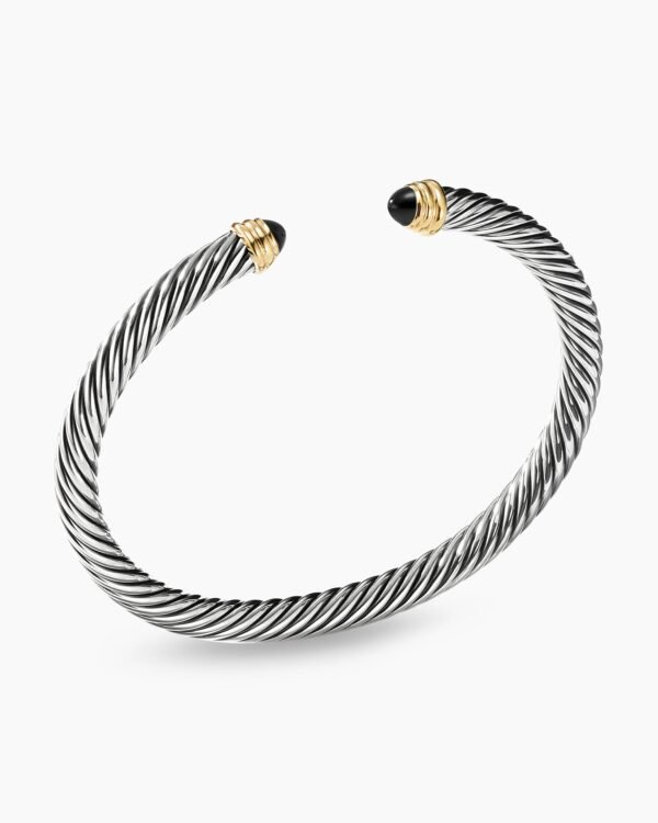 9DBBFE60-2F3C-AB2D-2A9C-3667FB70681A.jpg Classic Cable Bracelet Sterling Silver with 14K Yellow Gold and Black Onyx, 5mm