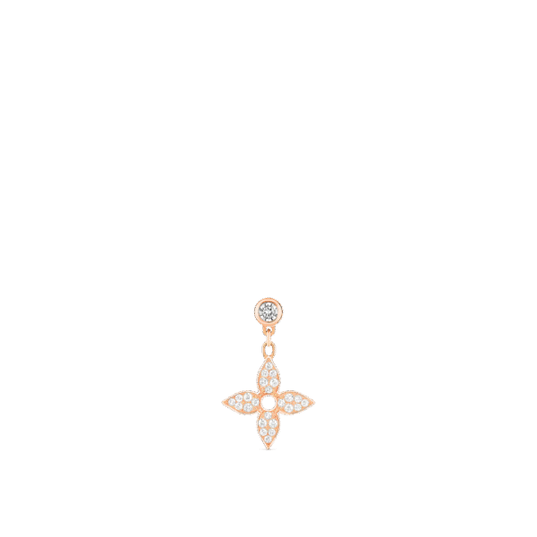 Idylle Blossom Ear Stud, Pink Gold And Diamonds - Per Unit