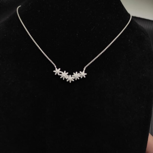 Starburst Cluster Station Necklace Sterling Silver with Diamonds