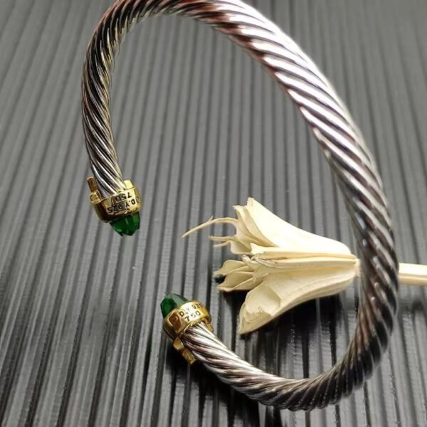 5mm Cable Bracelet with Peridot & Diamond Accents