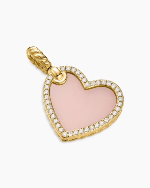 DY Elements&reg; Heart Amulet 18K Yellow Gold with Pink Opal and Diamonds