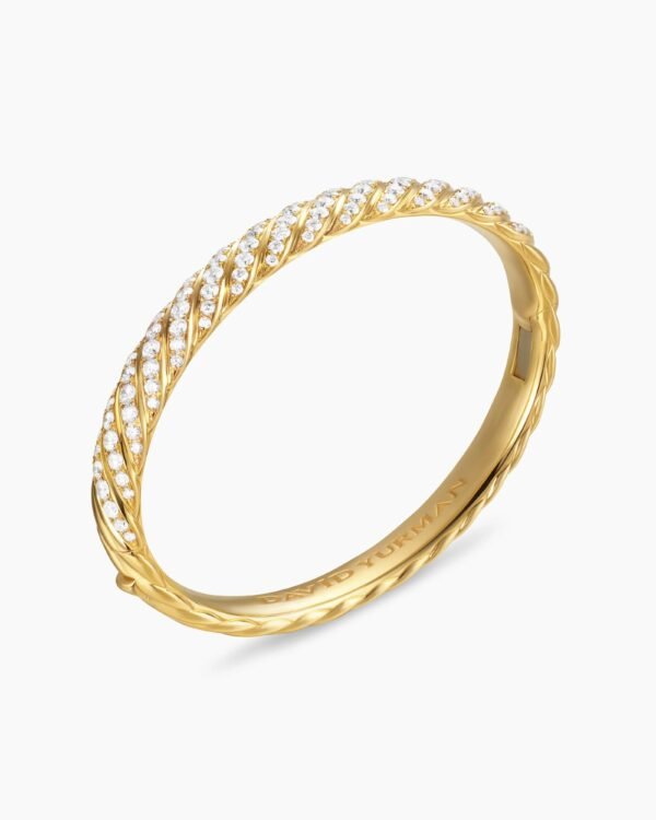 9FF147E9-D3EC-C4BB-D60B-92B1134AE29E.jpg Sculpted Cable Bangle Bracelet 18K Yellow Gold with Diamonds, 6.2mm