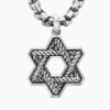 Pav&eacute; Star of David Pendant Sterling Silver with Black Diamonds