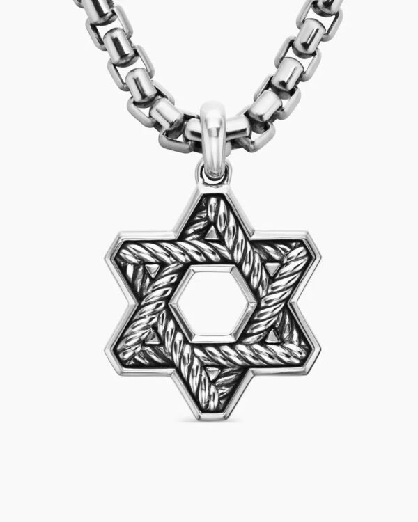 Pav&eacute; Star of David Pendant Sterling Silver with Black Diamonds