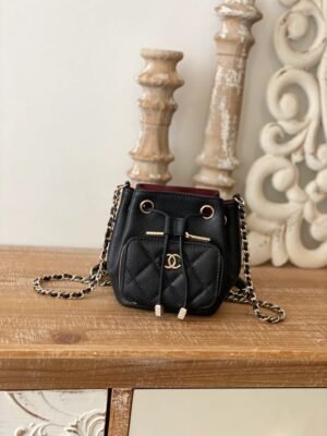 Chanel Mini Bucket Bag With Strap Black For Women, Women&rsquo;s Bags 4.9in/12.5cm