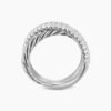 Crossover Two Row Ring Sterling Silver with Diamonds, 7.5mm - 6