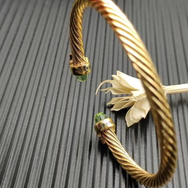 Cable Bracelet with Peridot & Diamond Accents  5mm